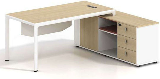 Birou Colțar Thesis Din Lemn Alb / Natural 160x160x75cm EO920,1
