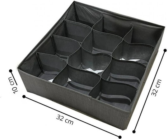 Aj Fabric Organizer for Socks and Underwear in Grey Colour 32x32x10cm