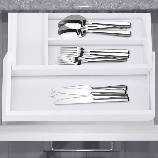 Relaxdays Drawer Cutlery Tray Opening Wooden 37x48.5x5.5cm White