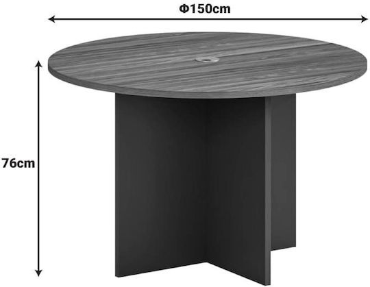 Τραπέζι Συνεδριάσεων Oscar 150x152x76εκ. Καρυδί-ανθρακί