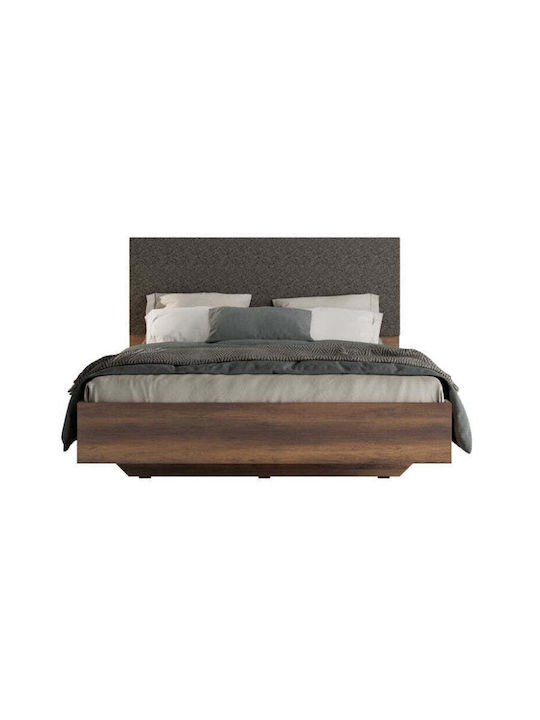 Oryana Bett Übergröße Gehäutet mit Stoff Nussbaum für Matratze 160x200cm