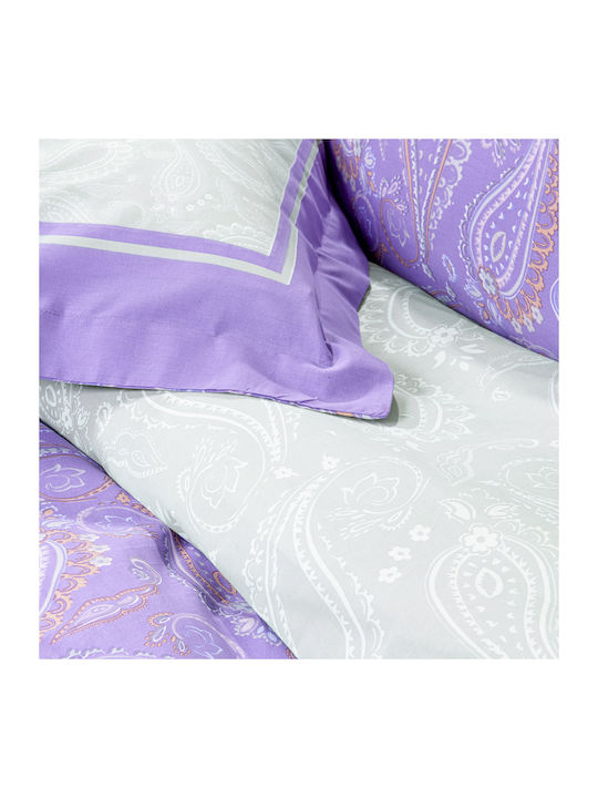 Nima Сет Чаршафи с Ластик 160x200+32см. Flow Lilac, Green 4бр