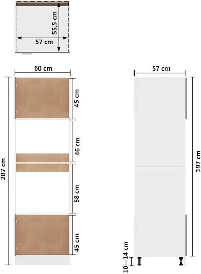 Dulap Superior pentru Cuptor pardoseală Alb 60x57x207buc
