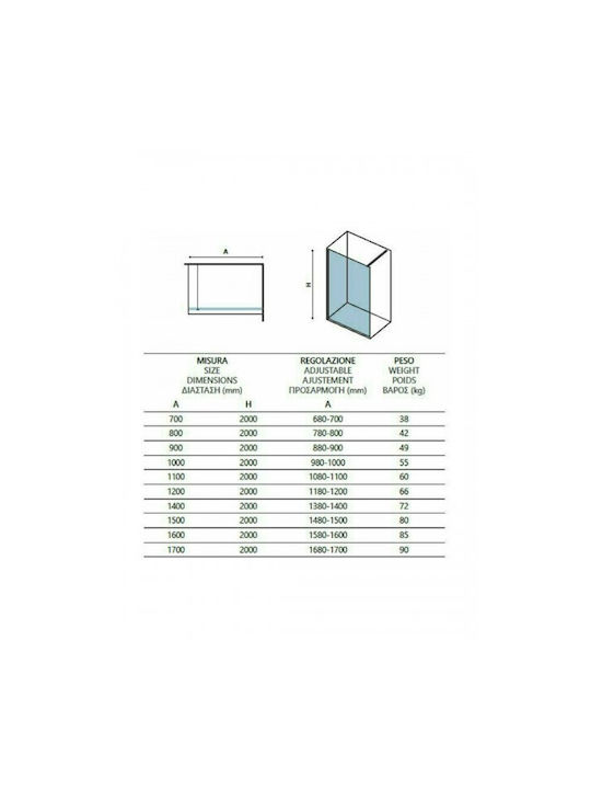 Karag Walkin 1 Fixed Side for Shower 60x200cm Clear Glass Cromo
