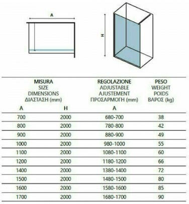 Karag Walkin 1 Fixed Side for Shower 60x200cm Clear Glass Cromo