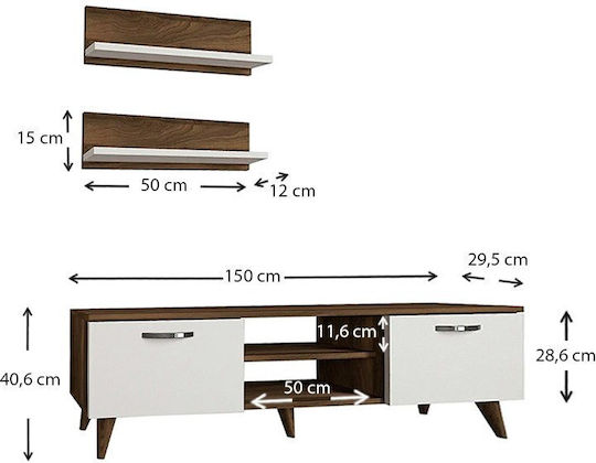 Животно помещение ТВ единица Colin White / Walnut Д150xШ30xВ40.6бр