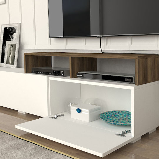 Животно помещение ТВ единица Stamatia White / Walnut Д210xШ36.8xВ46.8бр