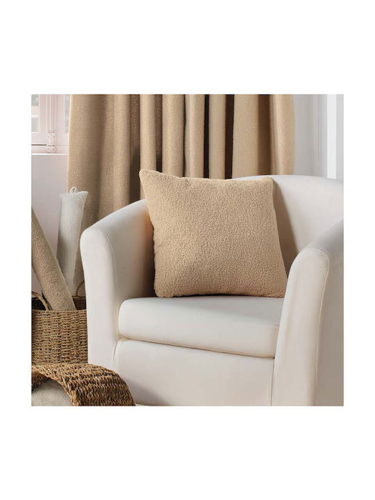Douceur d'Intérieur Decorative Pillow Case Wooly Fleece Beige 45x45cm