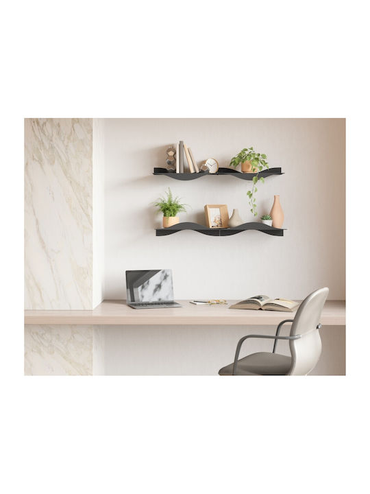Shelves Wall Black 2pcs 43x18x10cm
