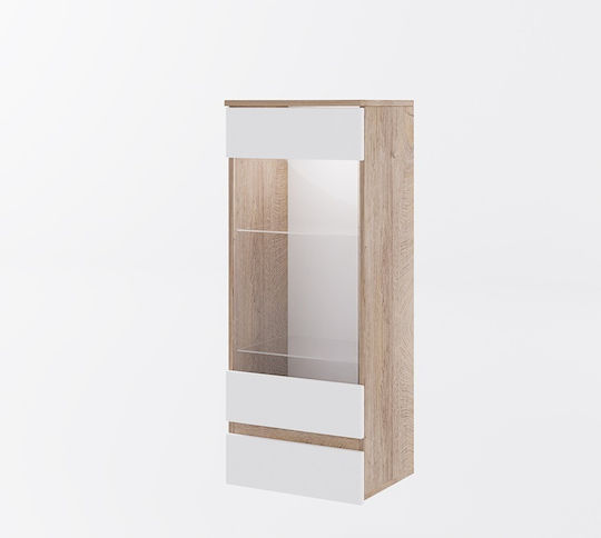 Modul 912 Dulap de Prezentare pentru Sufragerie Pardoseală din Placă din Lemn Agregat Vitrină cu Geamuri și Iluminare Sonoma / Alb 40x30x102cm 1219921003 Modul 912 Dulap de Prezentare pentru Sufragerie Pardoseală din Placă din Lemn Agregat Vitrină cu Geamuri și Iluminare Sonoma / Alb 40x30x102cm 1219921003