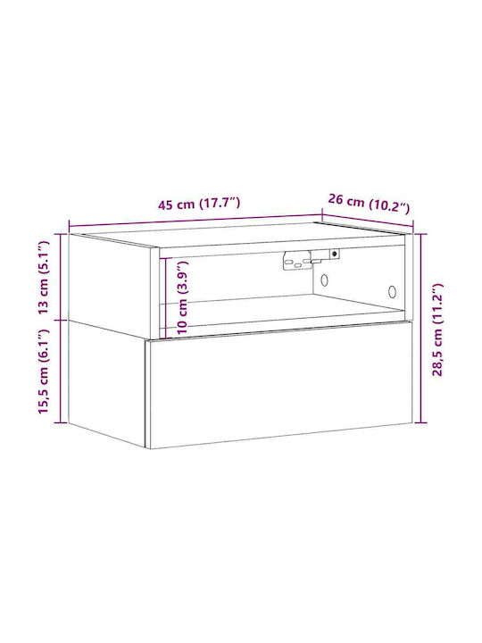 Комод Дървен Кафяв 45x26x28.5см