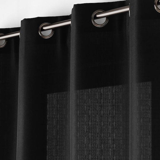 Κουρτίνα με Τρουκς Soline Μαύρη 140x260εκ.