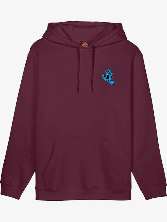 Screaming Hand Chest Sweatshirt with Hood Dark Cherry