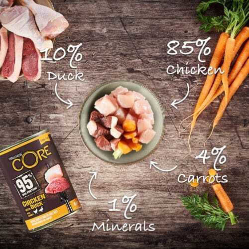 Wellness Core Duo Protein Влажна Храна за Кучета в Може да с Морков, Пилешко и Патица без Зърнени 400гр