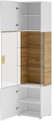 Torsone 103 Vitrină De Sufragerie Din Lemn Cu Geamuri Și Iluminare Stejar 61x40x204cm