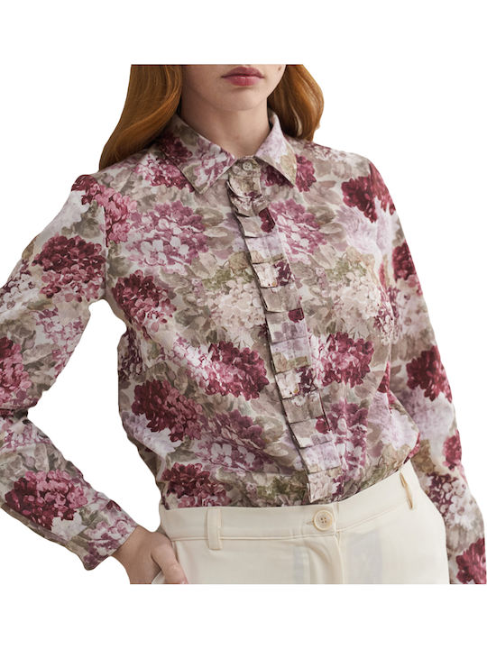 Langärmelig Damen Hemd Beige