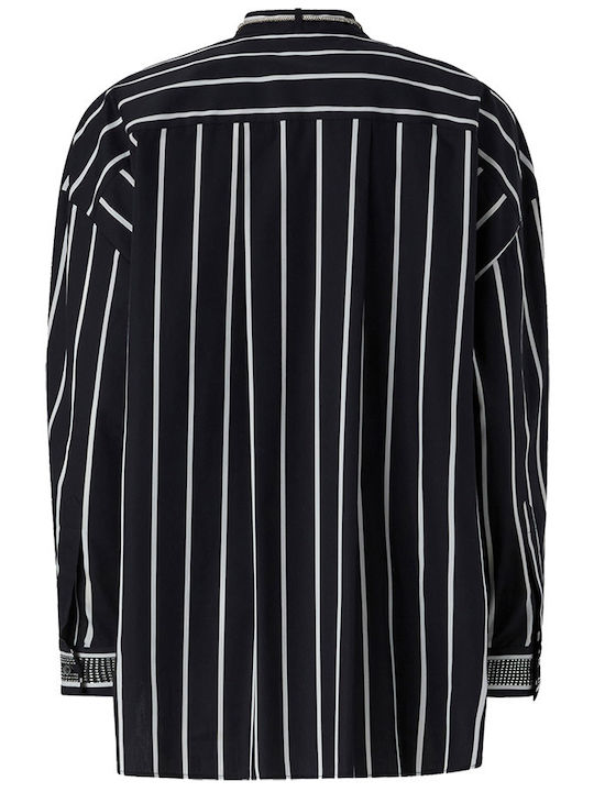 Crescenza Women's Striped Long Sleeve Shirt Black