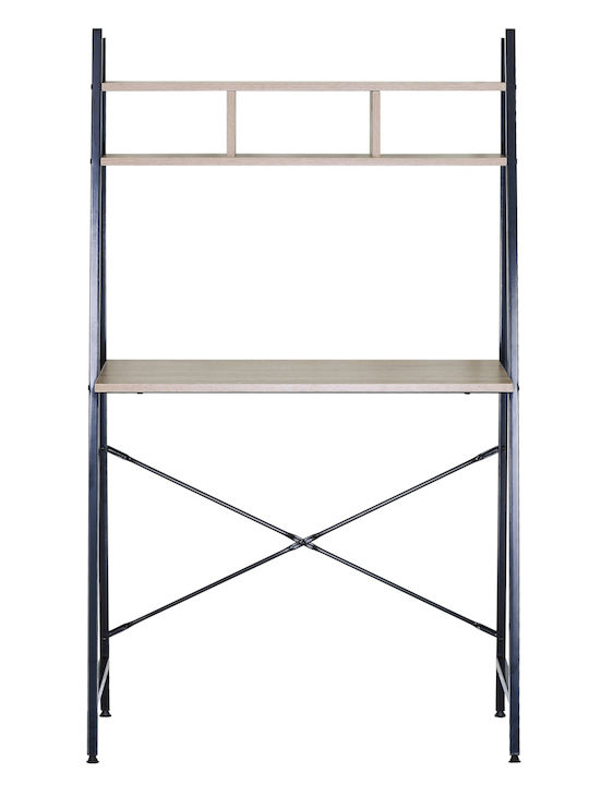 Desk Lyndale Wooden Oak/Black with Metal Legs 84x46x142cm