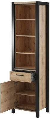 Bibliotecă Cu LED Temire 101 Stejar Ușor, Negru Mat 55x41x200cm