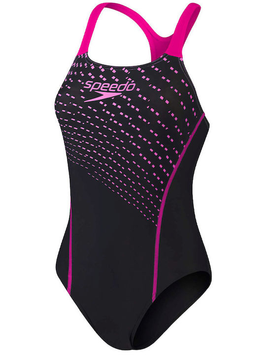 W Medley Logo Activewear Swimsuit Black/Purple