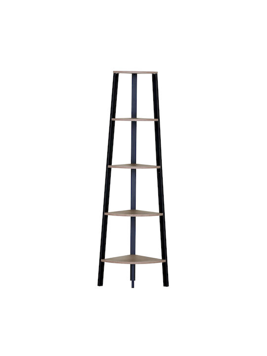 Corner Bookcase Pendryn Oak/Black 53.4x37.8x160.3cm