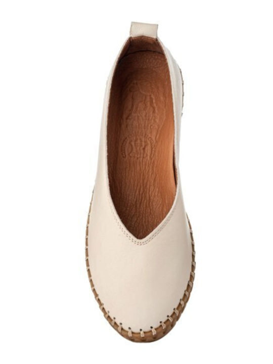 Leather Women's Loafers in White Color