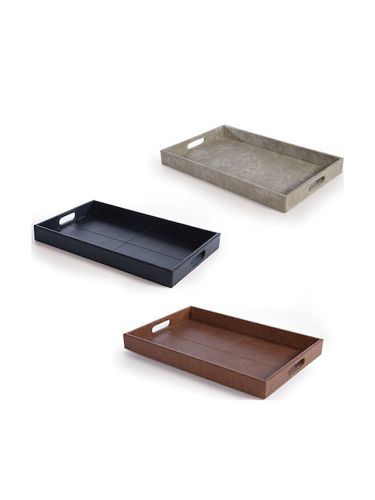 Nef-Nef Homeware Διακοσμητικός Δίσκος Δερμάτινος Lethal Grey Ορθογώνιος 30x50x5cm