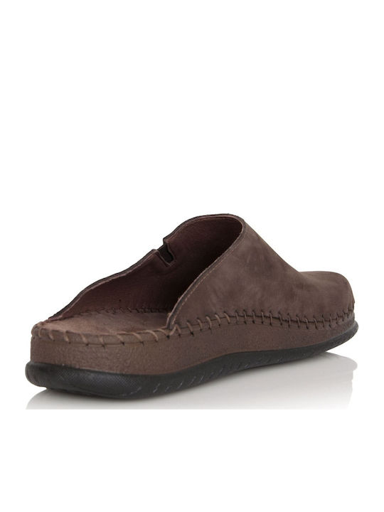 Men's Leather Slippers Brown