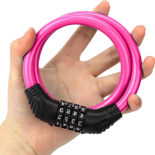 Bicycle Cable Lock Combination 10.5x700mm Pink