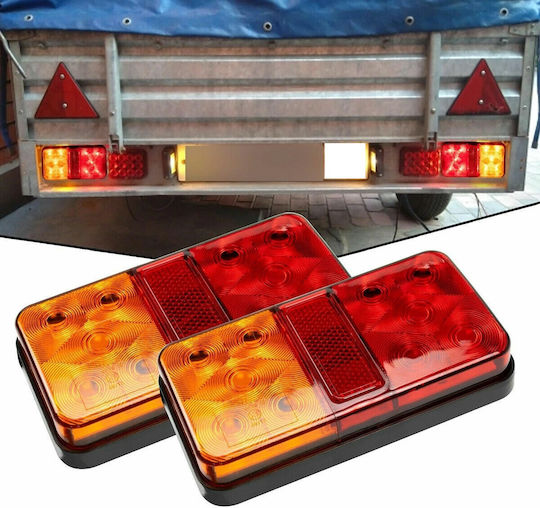 Set LED Truck Rear Light 12V Brake Turn Signal Tail Slim 150mm x 80mm x 30mm IP67 Fzst0502