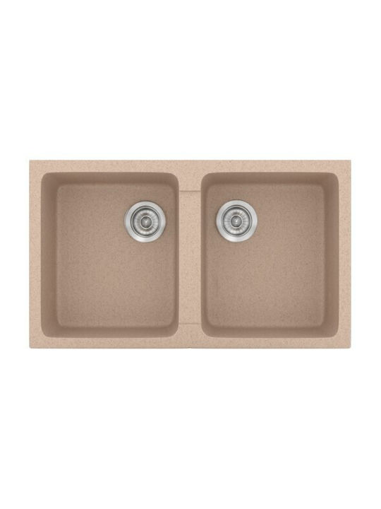 Sanitec Classic Ένθετος Νεροχύτης Inox με Μπαταρία Μ86xΠ50cm Λευκός