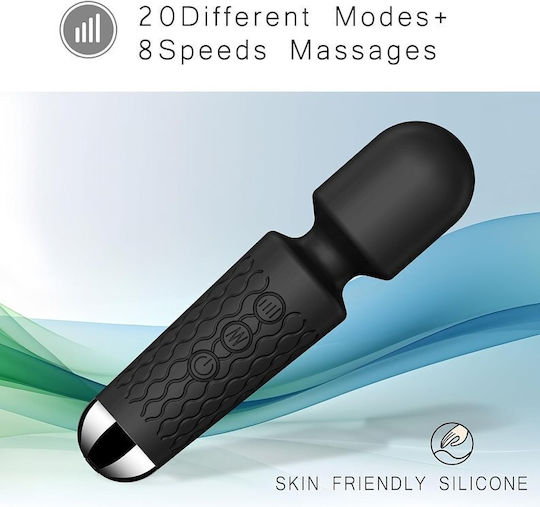 Smd Vibrator Wand Pocket Wireless Clitoral Vibrator 15cm 20 Vibrations & 8 Intensities Black