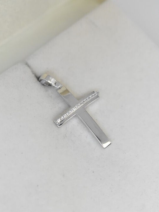Damen Weißgold Kreuz 14K mit Kette