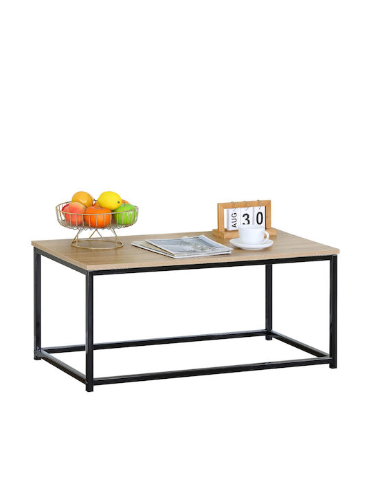 Masa De Cafea Centrală Rectangulară Quenley Din Lemn De Stejar Negru L90xL48xÎ40cm