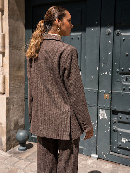 Cuca Damen Mittellang Blazer Chocolat