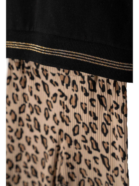 Kids' Set with Leggings Winter 2pcs Black-Brown