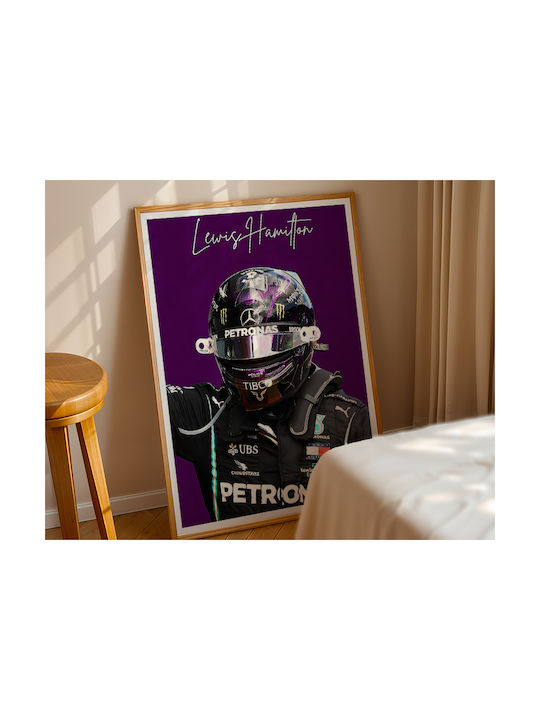 Poster Formula1 Lewis Hamilton F059 21cm X 30cm Μαύρο Ξύλινο Κάδρο