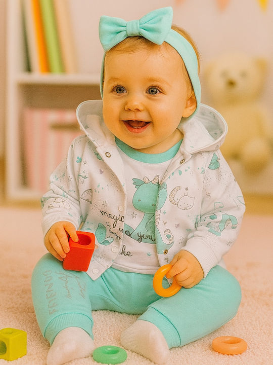 Kids' Set with Pants Winter 2pcs Ecru, Mint Green