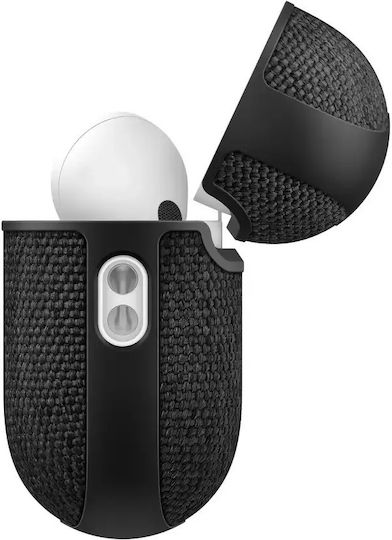 Spigen Urban Fit Case Silicone / Fabric / Plastic with Hook in Black color for Apple AirPods Pro 3