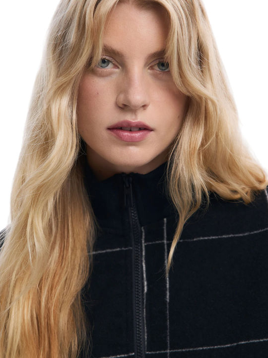 Women's Poncho with Zipper Black