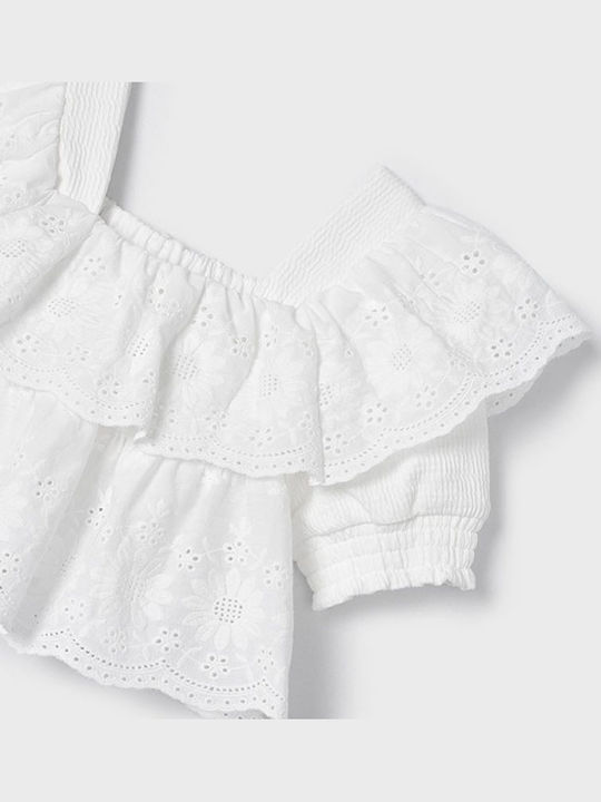 Kinderbluse Kurzarm Weiß