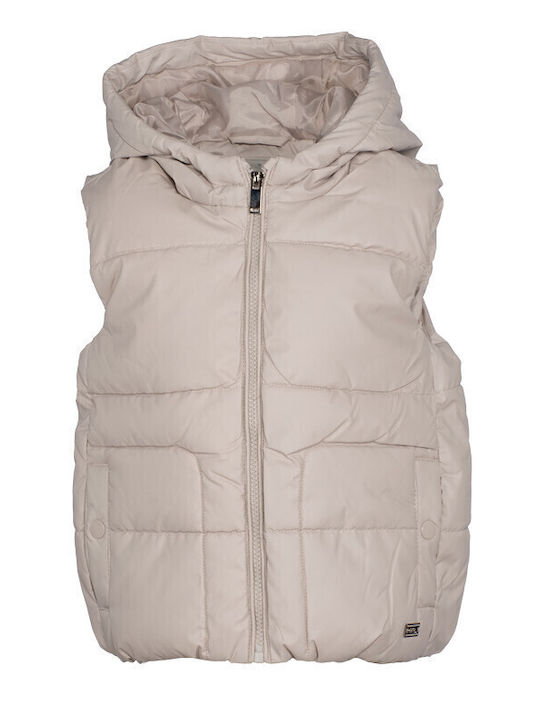 Kids' Casual Jacket Sleeveless with Hood Beige