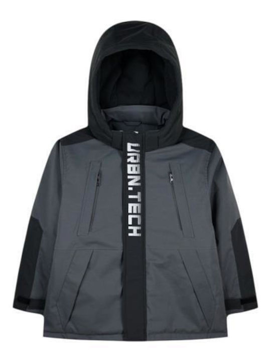 Kids Casual Long Jacket with Hood Anthracite