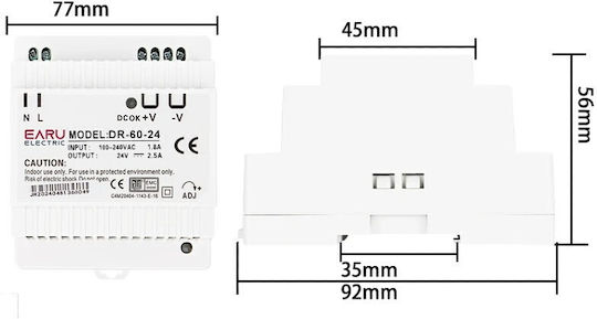Earu DIN Rail Power Supply 60W