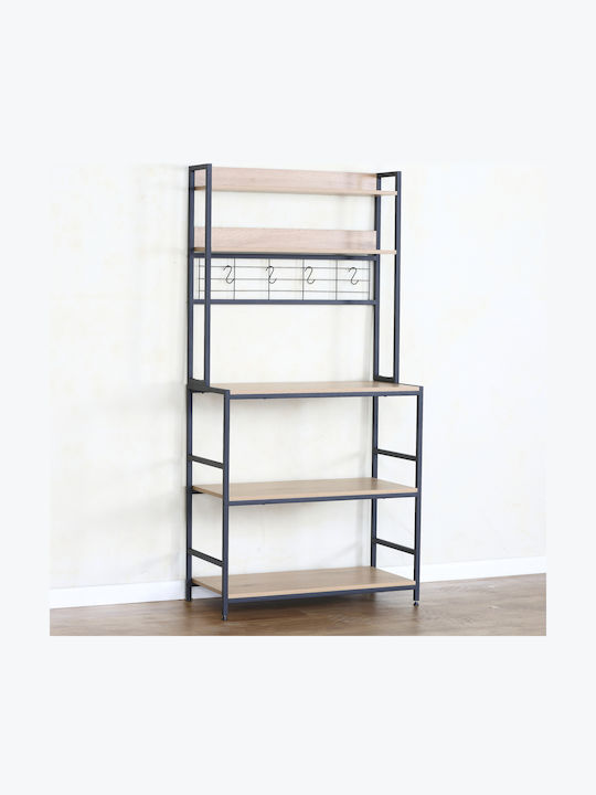 ArteLibre Invermere Rack De Bucătărie Metalic Cu 4 Locuri Negru 80x40x170cm