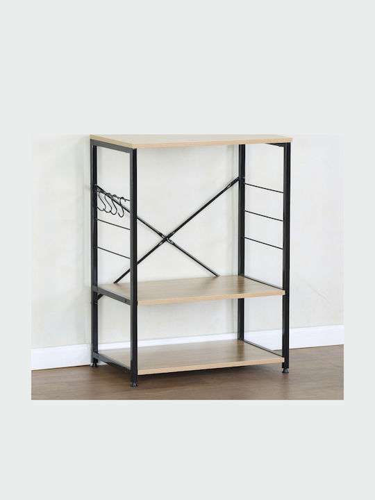 ArteLibre Fairwyn Kitchen Rack Metallic 3 Tiers Black 60x40x82cm