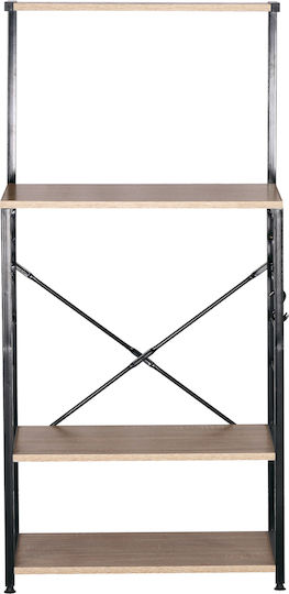 ArteLibre Grantham Metallic Kitchen Rack 4 Tiers Black 60x40x123cm