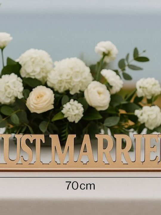 Ταμπελα Ξυλινη Just Married 70x11cm