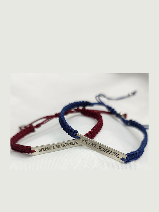 Theodora's Jewellery Σετ Βραχιόλια Ταυτότητα για Ζευγάρια από Ασήμι