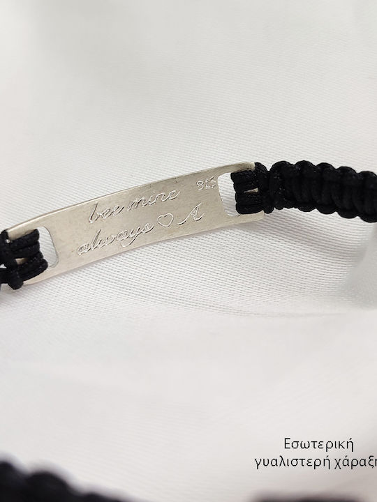 Theodora's Jewellery Bracelet Macrame Light-colored text engraving on 1 side made of Silver